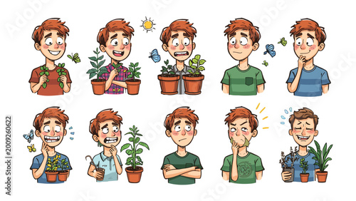 Obraz na płótnie Expression of Emotions: A person's expression that change over time in a scene w
