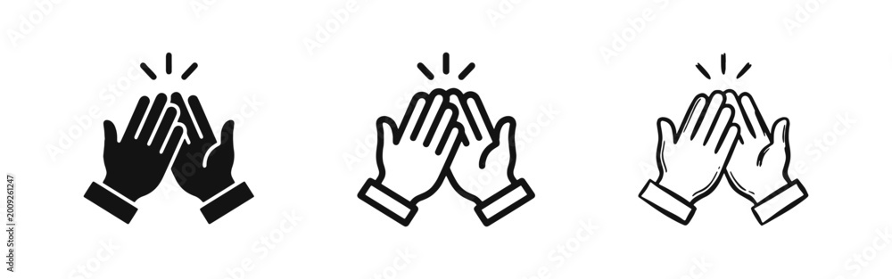 Fototapeta premium Celebration Success and Teamwork High Five Icons Set