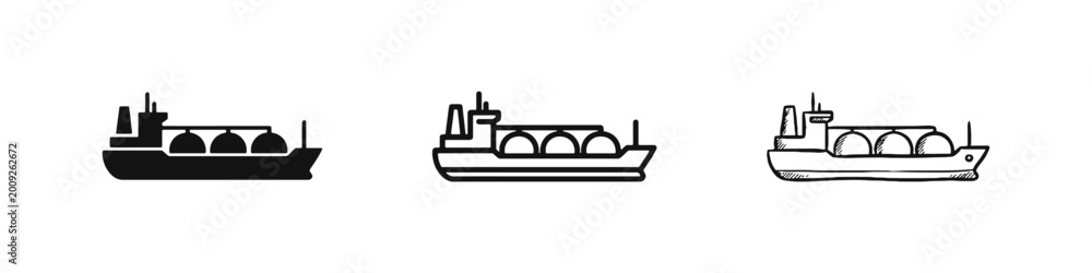 Obraz premium Energy Tanker Ship and Maritime Cargo Freight Icon Set