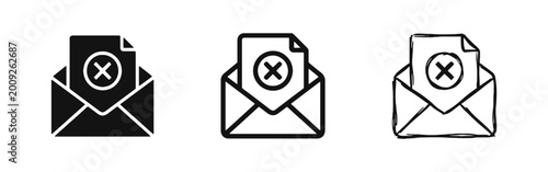 Free Download Email Cancel Error Icons Set - Glyph, Outline, and Doodle Styles - GFXLoad