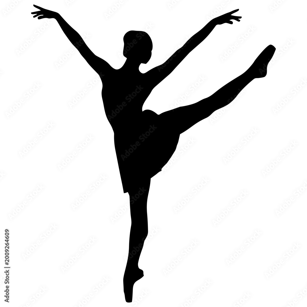Fototapeta premium Ballerina in elegant arabesque pose silhouette isolated on transparent background, Vector