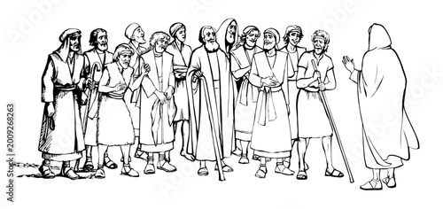 Bild auf Leinwand Vector illustration. Jesus chose 12 apostles.