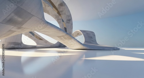 Close-up abstract view of a modern architectural structure with sleek lines and reflective surfaces