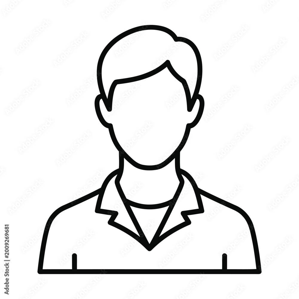 Obraz premium Simple male avatar profile icon representing a person or user for digital interface or identity design
