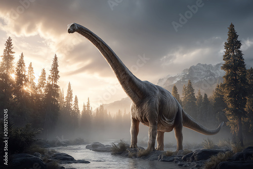 brachiosaurus illustration, AI generated