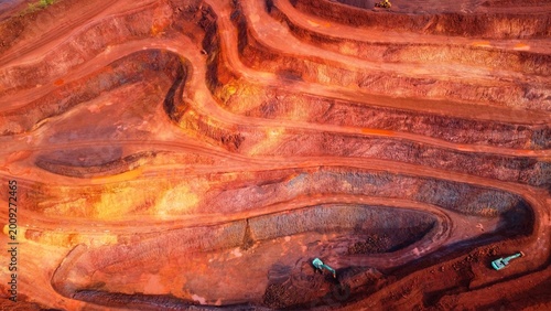 Cuadro en lienzo Aerial drone view of an iron ore mine HD