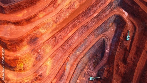 Fotografie Aerial drone view of an iron ore mine HD