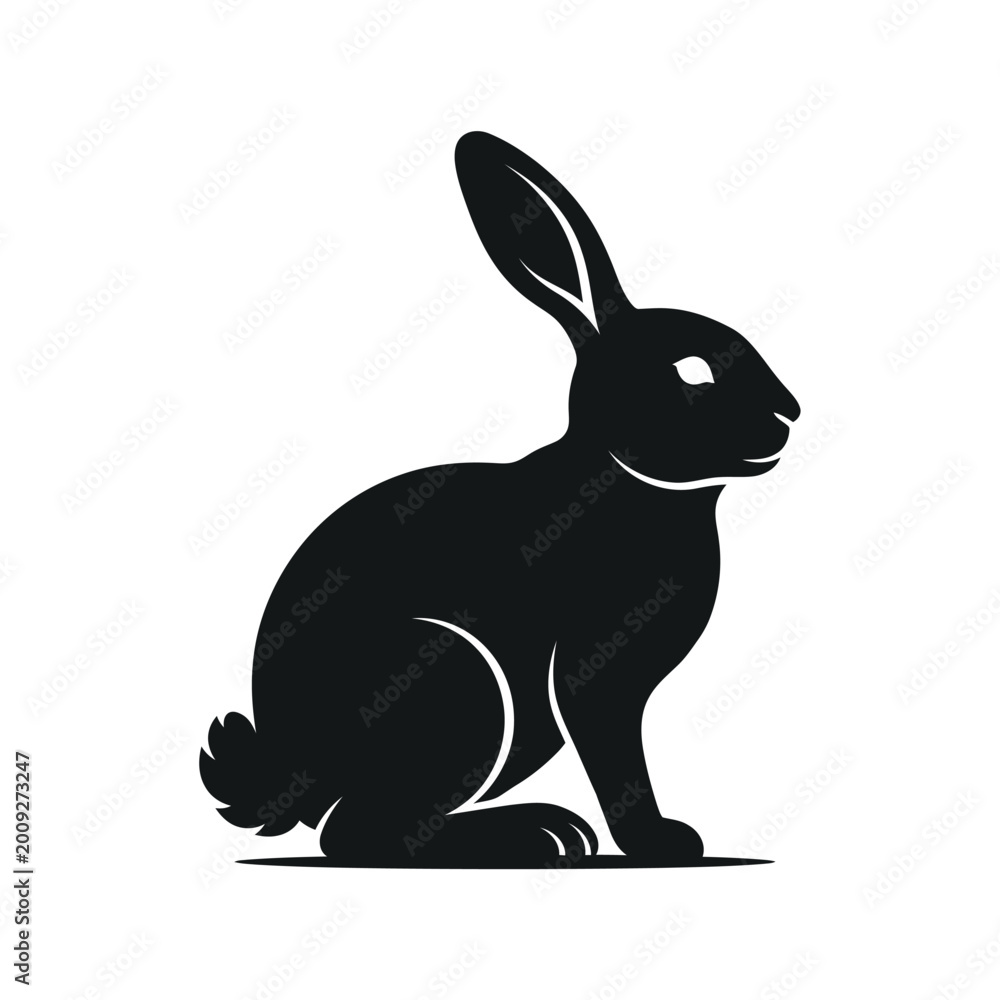Fototapeta premium Howling wolf silhouette on white background, vector illustration