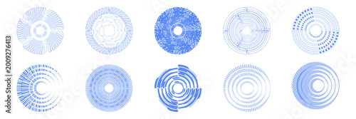 Obraz na plátne Set of radiate echo patterns