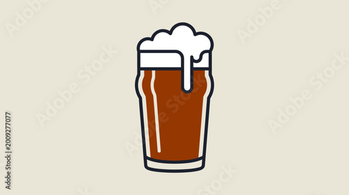 Bild auf Leinwand Glass of Amber Ale Beer with Frothy Head