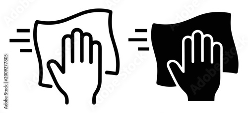 Tableau sur toile Minimalist outline vector icon representing cleaning and wiping concept