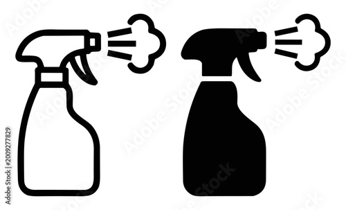 Schilderij op canvas Minimalist vector icon representing spray bottle and cleaning product concept