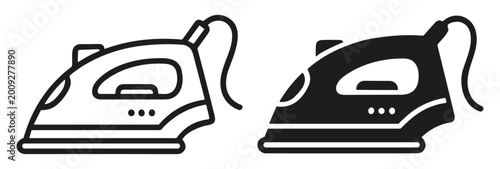 Obraz na płótnie Minimalist outline vector icon representing electric iron and laundry appliance concept