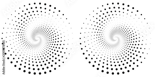 Abstract Black and White Halftone Spiral Dotted Pattern