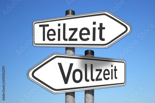 Schilderij op canvas Teilzeit oder Vollzeit, Wegweiser