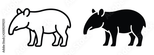 Fotografía tapir vector illustration set on white background
