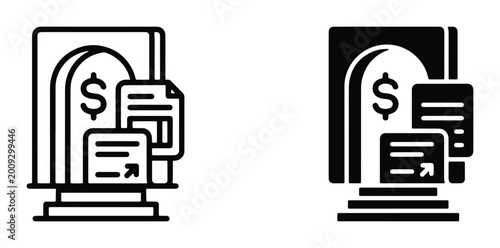 Fotografía bank teller machine vector set on white background