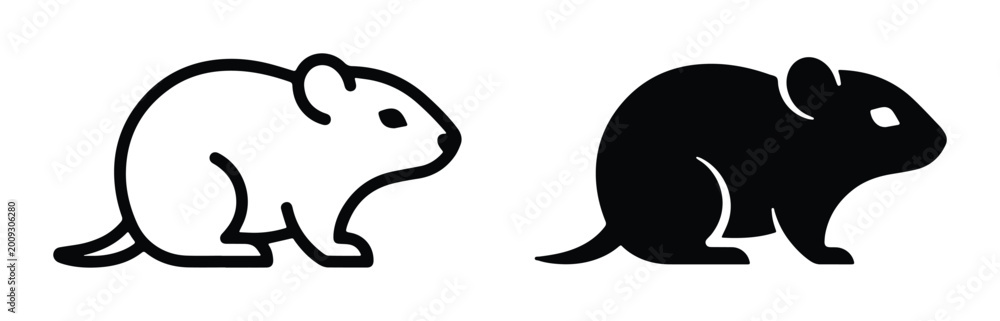 Obraz premium black and white silhouettes of mice on plain background