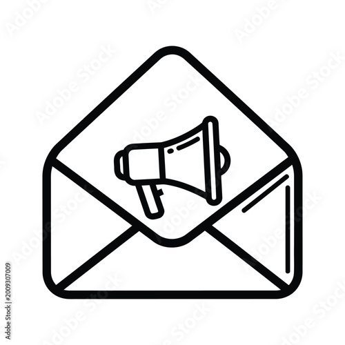 Cuadro en lienzo Envelope icon with a megaphone symbol representing email marketing or announceme