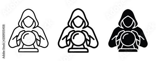 Schilderij op canvas Mystic Fortune Teller Icons, Crystal Ball Visions, Psychic Reading Symbols, Esot