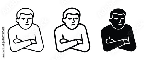 Foto Vector Icons of a Man with Arms Crossed, Expressing Frustration, Anger, or Stubb