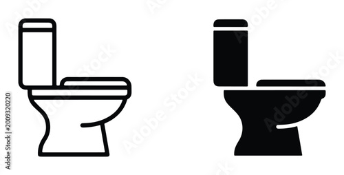 Foto Toilet bowl icon set, ceramic bathroom plumbing vector, black outline and silhou