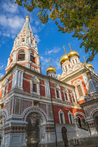 Photography Tower and golden onion domes of the Shipka Memorial Church.