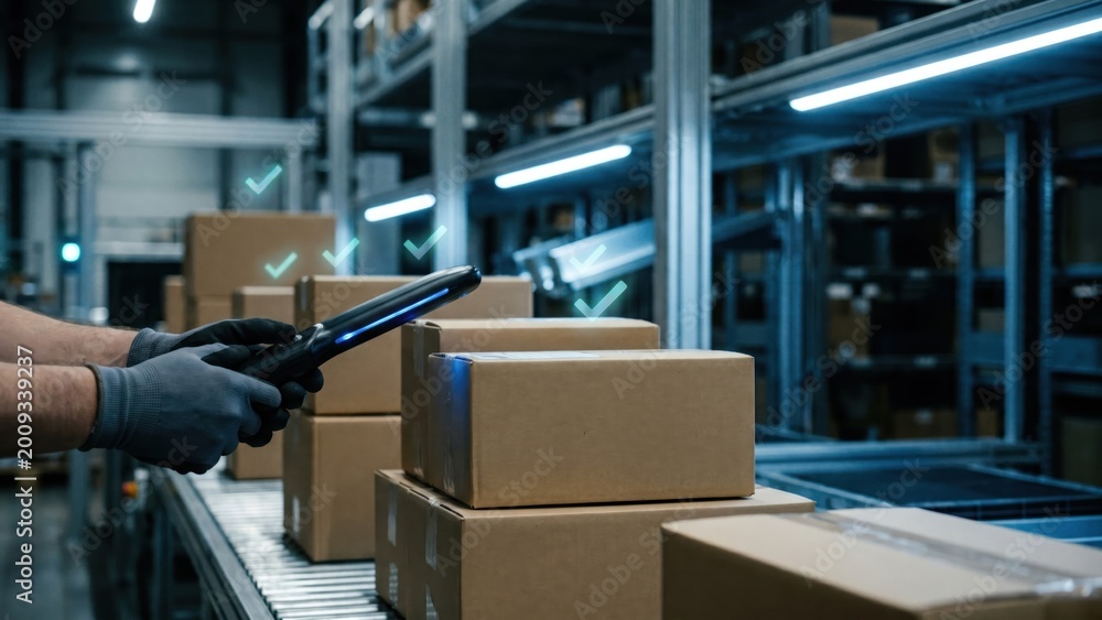 Fototapeta premium Efficient Inventory Management in Warehouse Utilizing RFID Tracking Technology