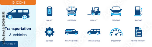 фотографія Transportation and vehicle icon set