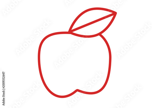 Red Apple Fruit with Leaf
