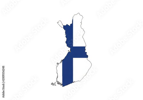 Map of finland with national flag pattern isolated on transparent background