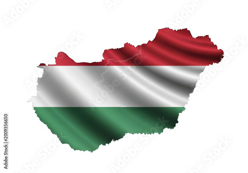Map of hungary with national flag pattern isolated on transparent background