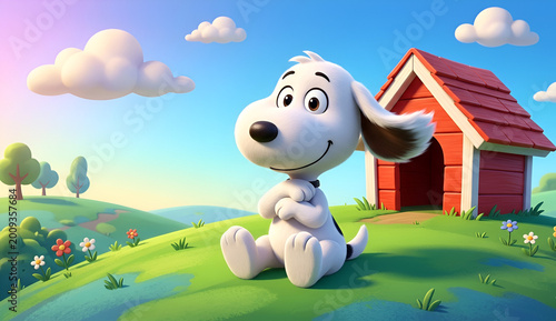 Cute Snoopy Inspired Cartoon Dog High Quality 3D Style Illustration