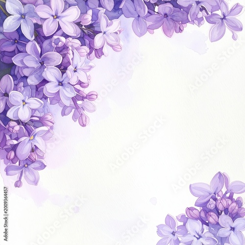 Delicate lavender blossoms frame a soft, white, watercolor-washed background