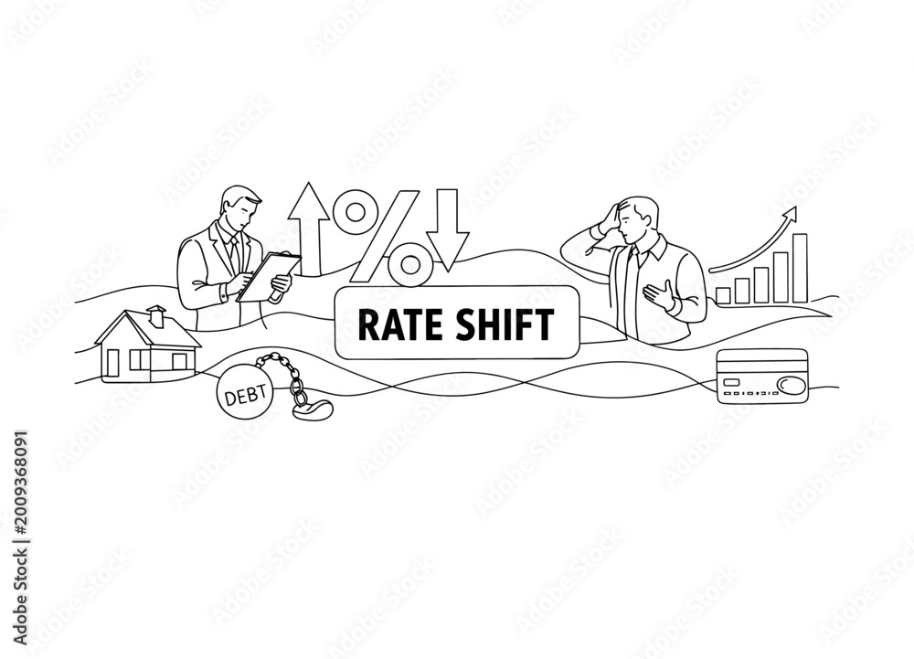 Naklejka premium Financial rate shift impacts on housing debt and credit card spending