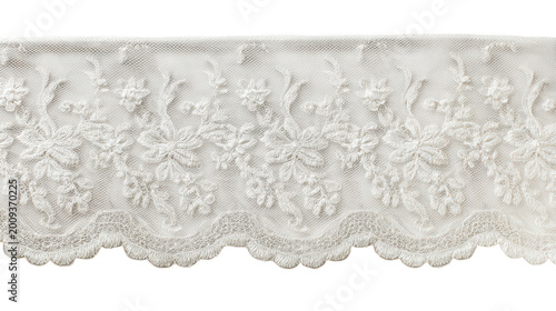 white lace border trim with floral pattern
