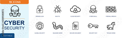 Fotografía Cybersecurity icon set