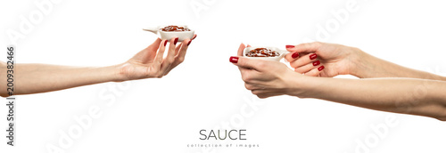 Φωτογραφία Bowl with red sauce isolated on white background