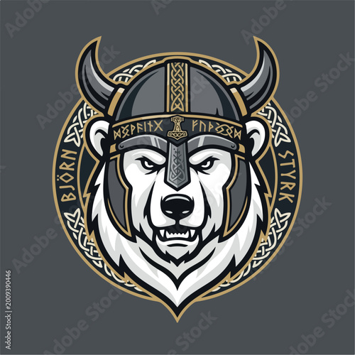 Viking Bear Warrior Illustration.