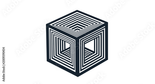 Quadro su tela Abstract Cube Illusion - Geometric Op Art Design