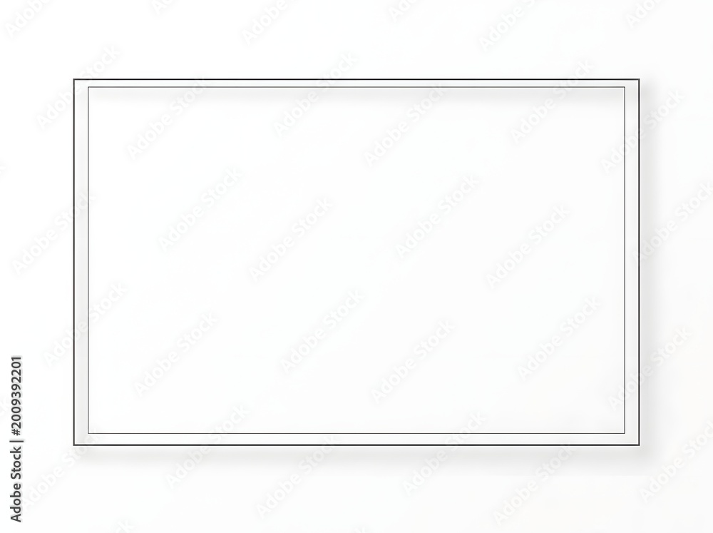 Fototapeta premium Modern minimalist silver double line rectangular border frame design element on a clean white background, ideal for elegant presentations, web graphics, and empty content display