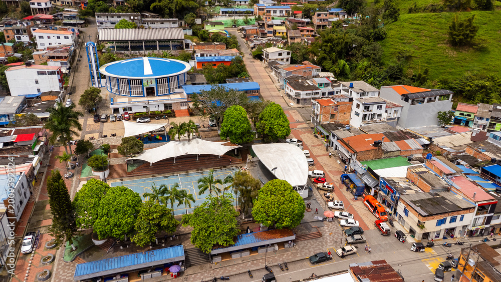 Fototapeta premium Otanche, Boyaca - Colombia. March 11, 2026. Our Lady of Carmen Parish, a Catholic church.
