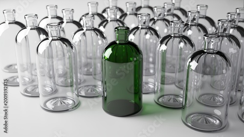 Green Glass Bottle for Unique Branding and Product Photography