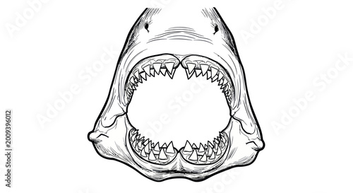 Fotografia Great White Shark Open Mouth Teeth Illustration