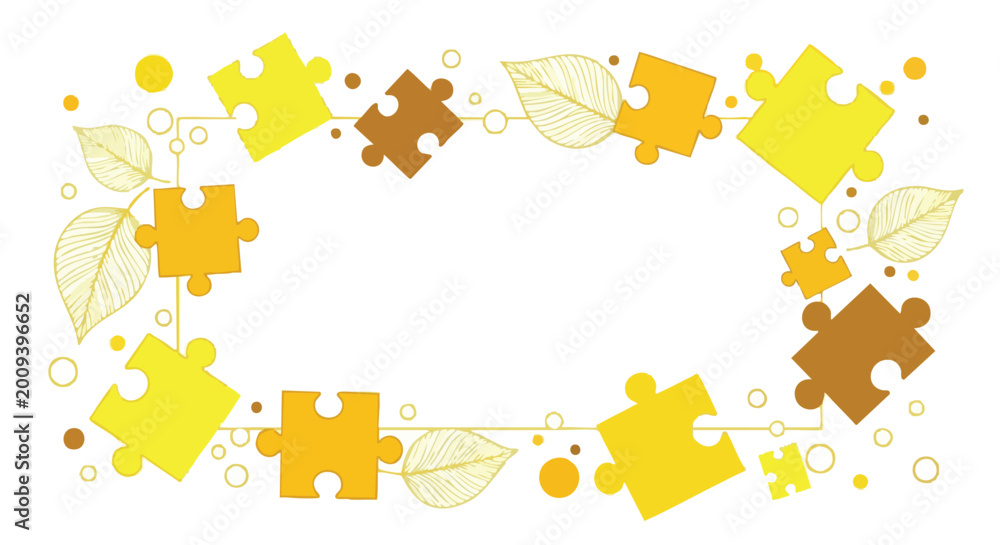 Naklejka premium Autumn Puzzle Frame. Decorative Border. Organic Design Element. Nature-inspired Template.