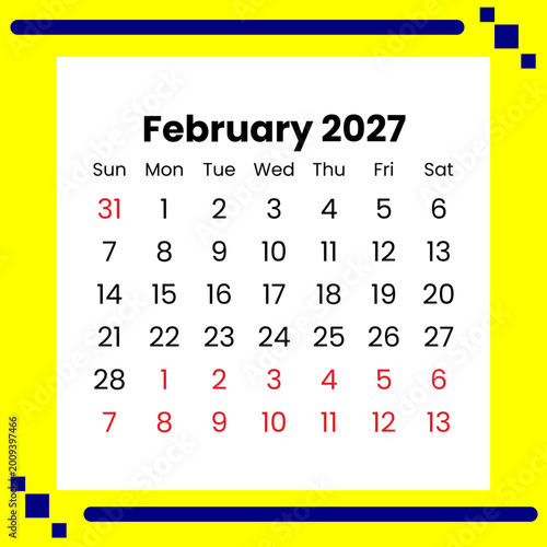 Calendar February 2027