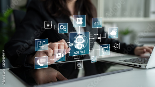 Fotografie AI agents orchestrate workflows across prompts, media, email and analytics