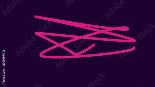 Pink scribble lines creating an abstract hand drawn doodle on a dark purple background for creative graphic design and modern digital art