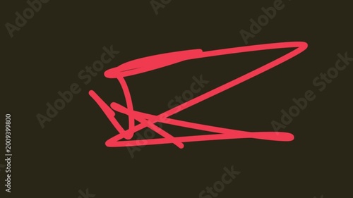 Abstract red sketch lines on a solid dark background representing a simple modern graphic design element for artistic and creative digital projects