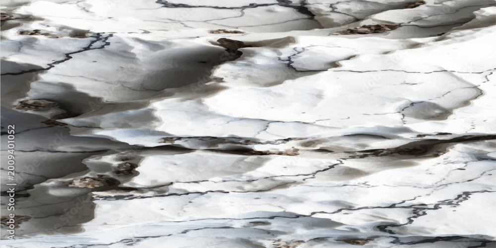 Fototapeta premium winter frozen landscape with icy river stream and snow covered mountains featuring cold water, frost covered stones, glacier lake, snowy waterfall and serene nature scene in white seasonal outdoor.